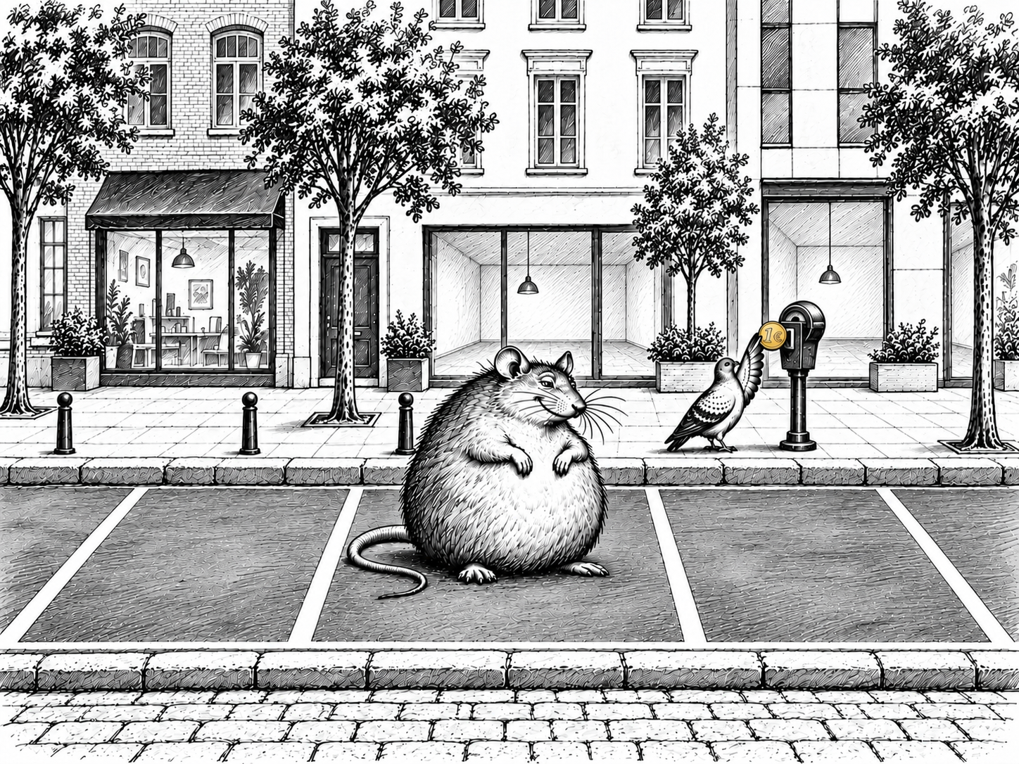 Parken in der Innenstadt? Können sich wohl nur noch Ratte und Taube leisten.