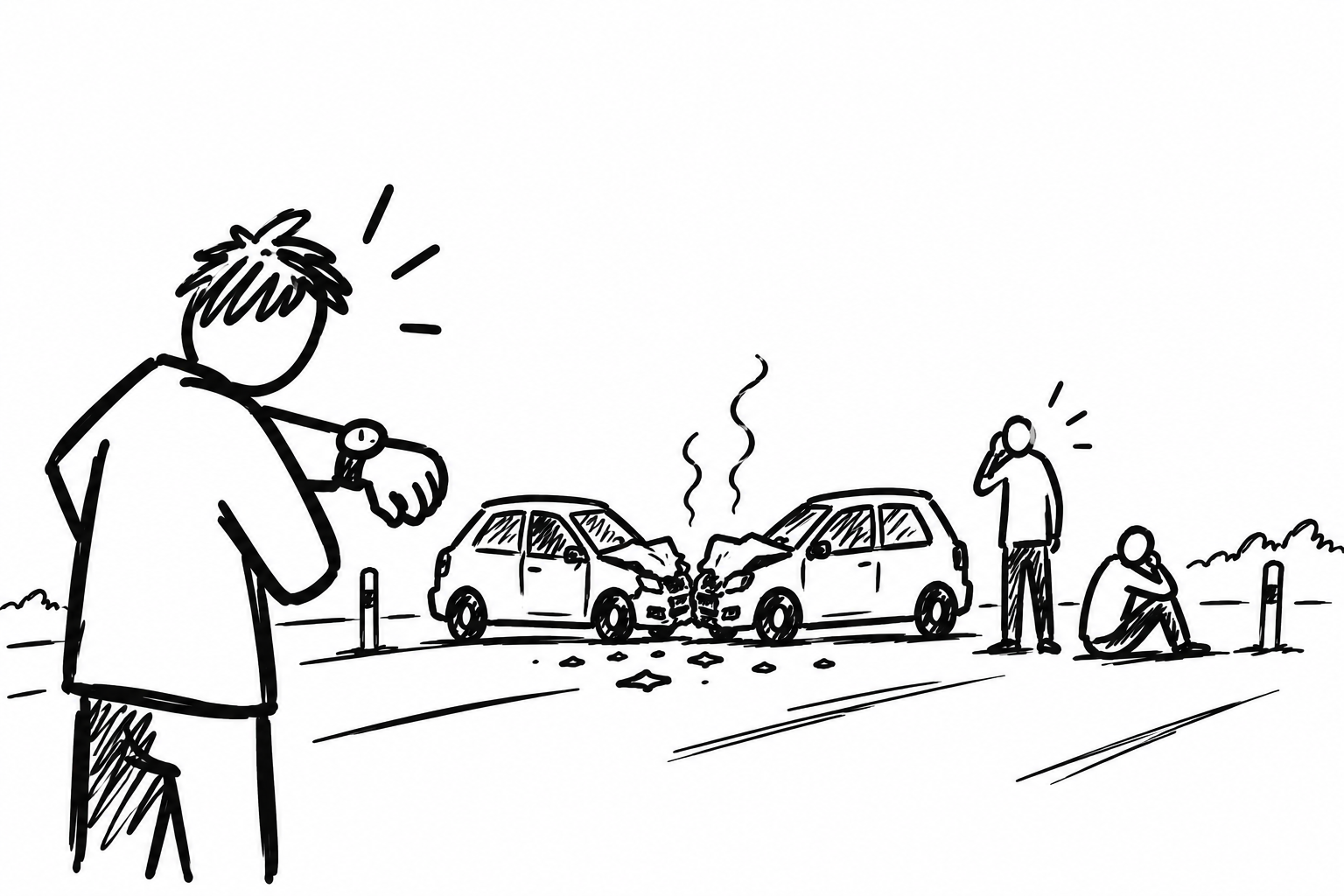 Verzweifeltes Warten auf den Rettungswagen.