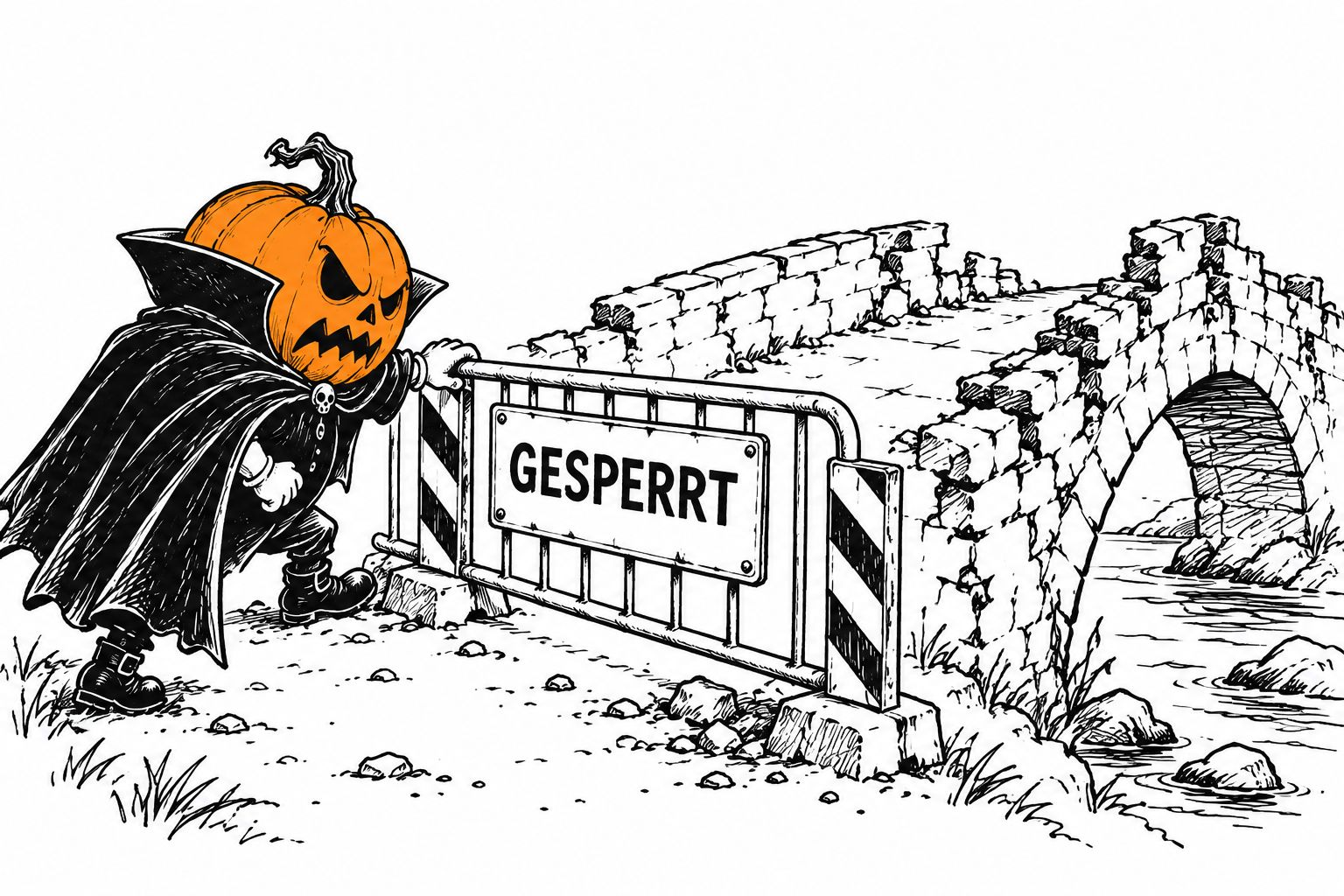 Süßes gibt’s auf der anderen Seite – den Weg versperrt eine marode Brücke.